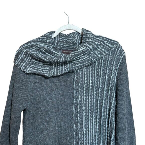 Multiples Tunic Sweater Large Multicolor Boho Chunky Off The Shoulder Pullover - Picture 2 of 7